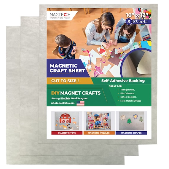 Self-Adhesive Magnetic Craft Sheets, 10"x12", 3 Sheets