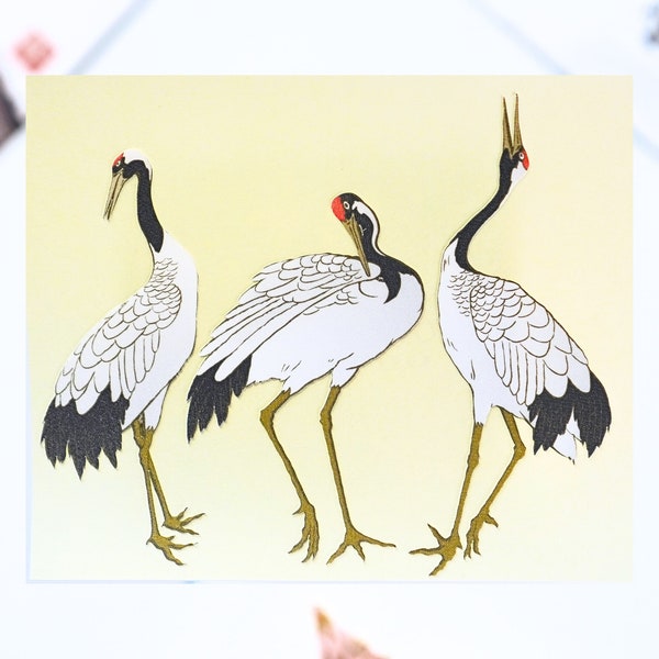Japanese Crane Stickers | Tsuru Ukiyo-e Stickers | Japanese Art Stickers | Waterproof Laptop Decor