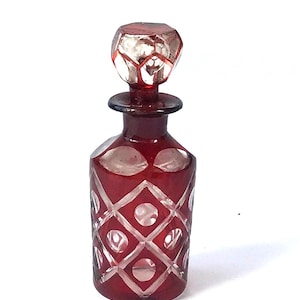Vintage Ruby Glass Cologne/ Perfume Bottle/ Decanter. C.1930&#39;s