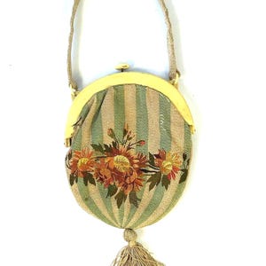 Antique Embroidered Evening Purse/Handbag. With Tassel. Bakelite Frame.