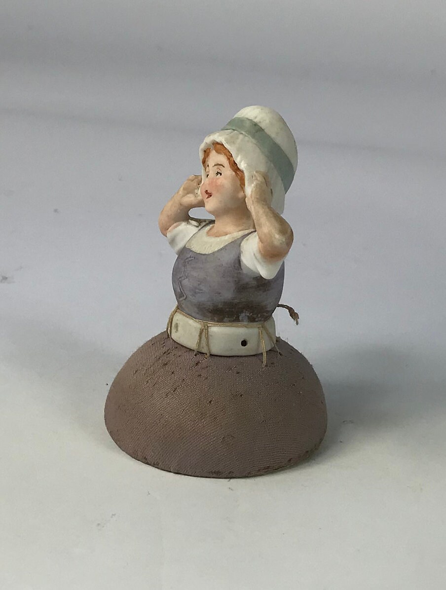 Vintage Painted Bisque Half Doll Pincushion. Young Girl. Silk Etsy