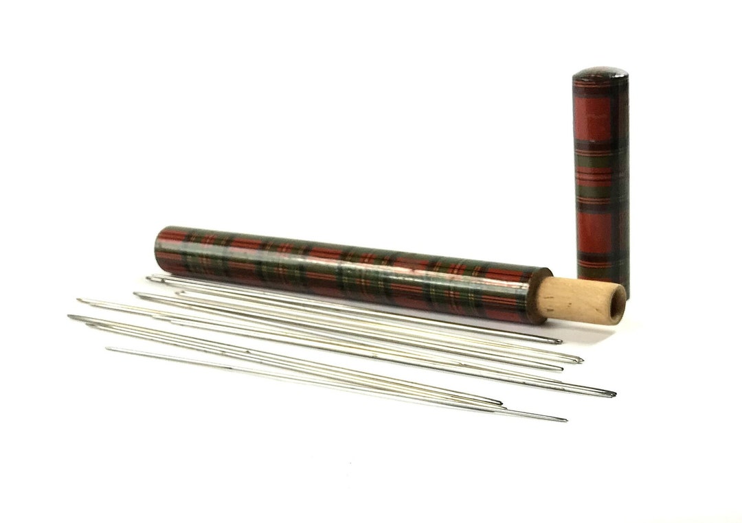 Stuart Ware Antique Scottish Stuart Tartan Ware Tubular Box. Containing Steel ...