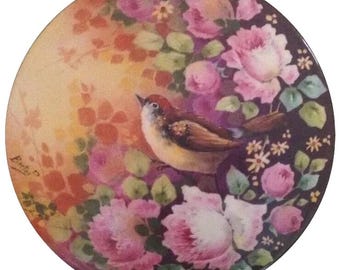Vintage 8" Limoges Porcelain Powder/ Dresser Box signed BertaP