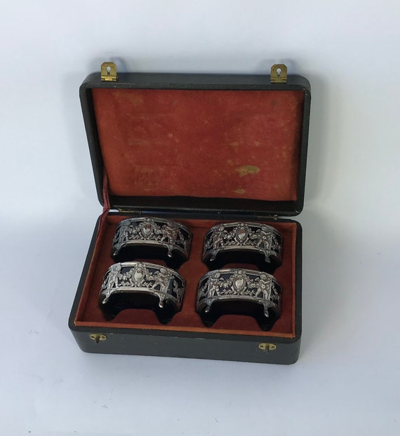 Boxed Set of Four French Silver Plated Table Salts. C.1880. Etsy