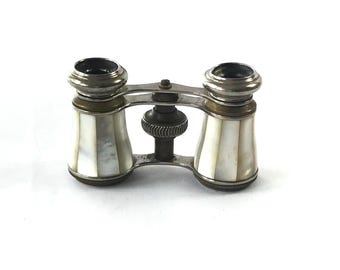 Antique Mother of Pearl Opera Glasses in Original Case
