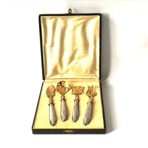 Antique French Silver Dessert Servers - Set Of Four Pieces - Cutlery Petit Fours - Original Box