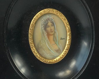 Antique Miniature Painting Of Josephine De Beauharnais First Wife Of Napoleon Bonaparte . Signed