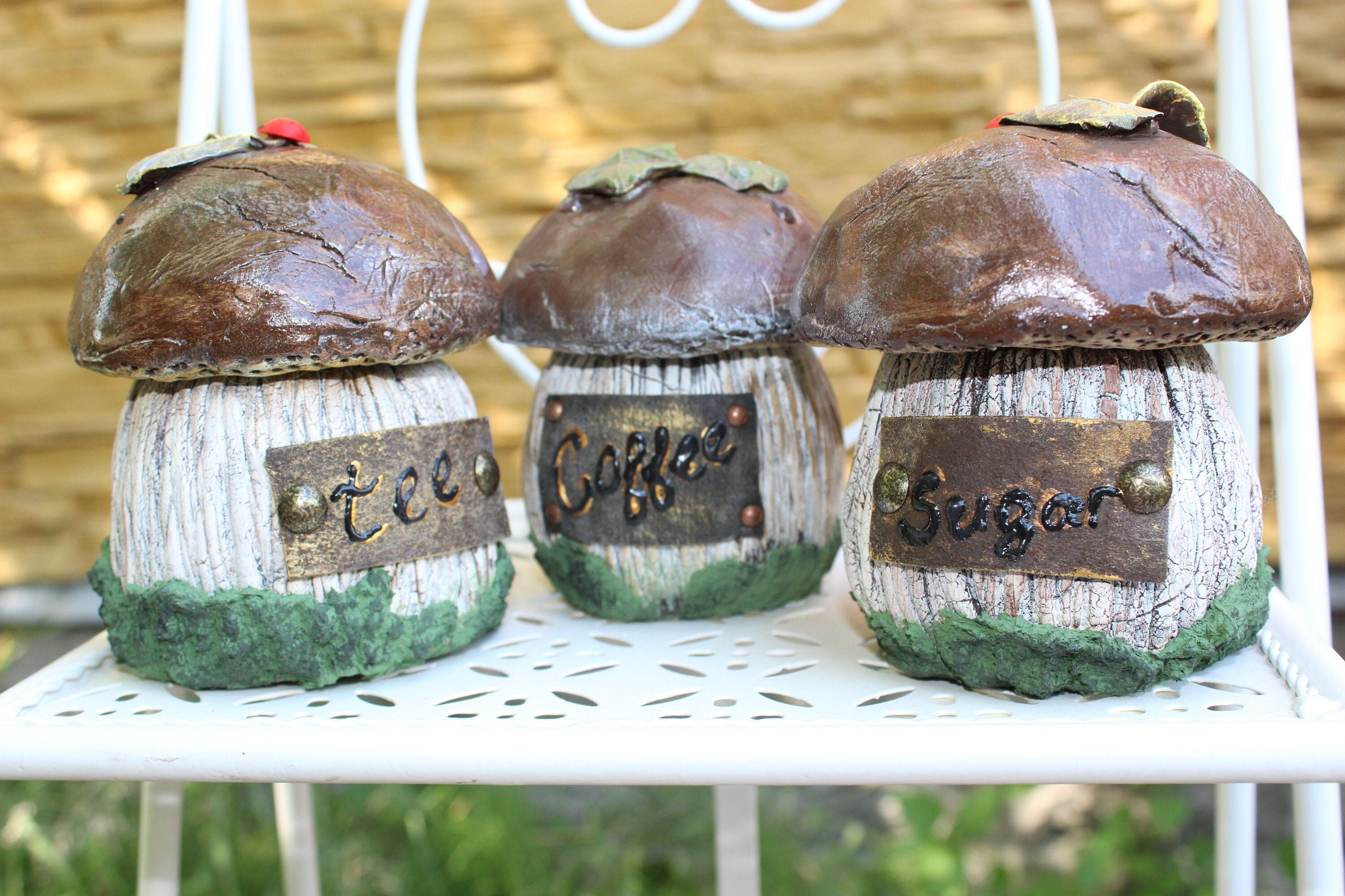 Glass Jars Mushroom Mushroom House Spice Storage Hand Etsy