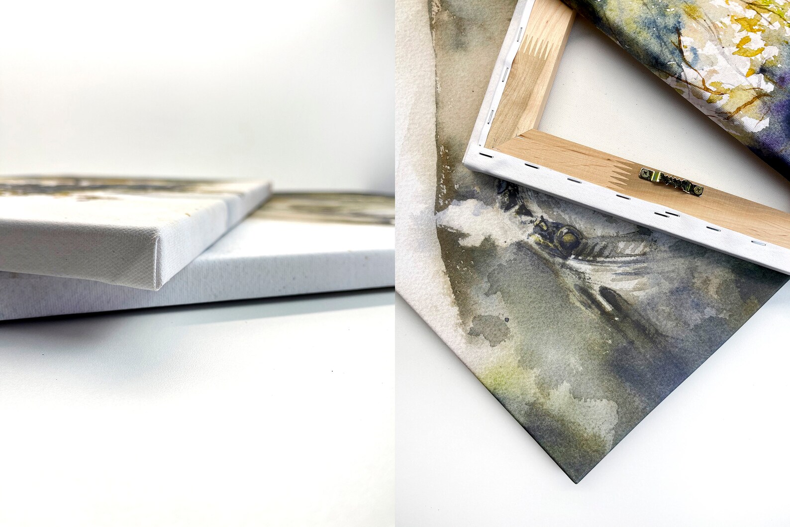 Forest in fog. Canvas Print set. Canvas Wall Art. Watercolor | Etsy