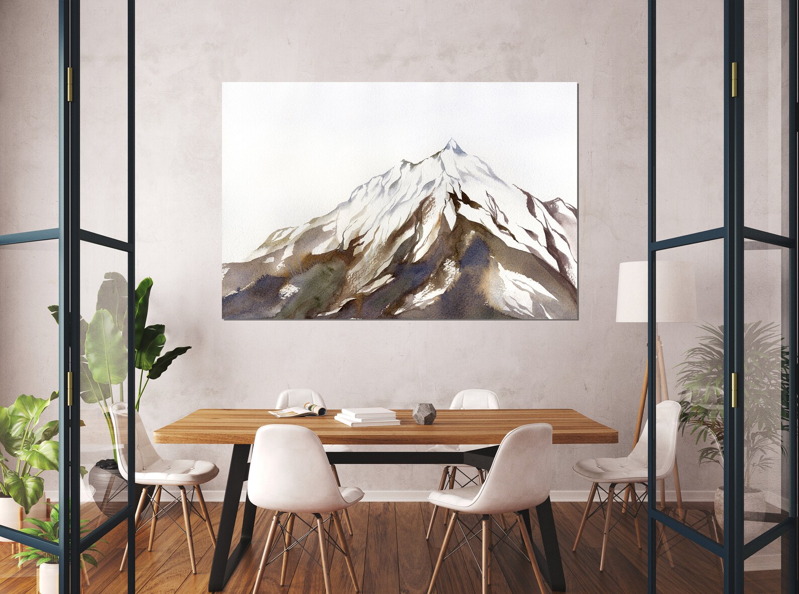 Mountain Print. Canvas Mountain Wall Art. Canvas Print. Brown Etsy
