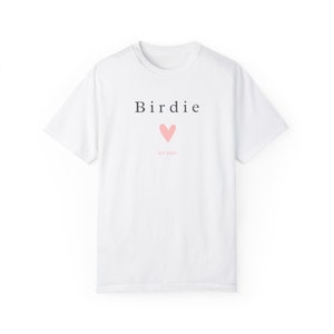 Birdie Heart T-shirt, Gift for new Birdie, Grandma Birdie 2024 pregnancy announcement, 2024 Birdie Unisex Garment-Dyed T-shirt, New Grandma