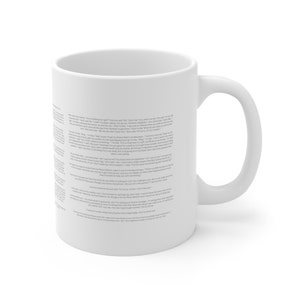 Puede incluir: Taza de cerámica blanca con un diseño de texto en blanco y negro. El texto incluye una conversación entre dos personas. La taza es de tamaño estándar y tiene un asa.