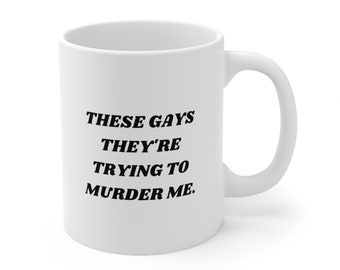 Ci geje próbują mnie zabić kubek, Jennifer Coolidge, Ci geje Tanya, Cytat Białego Lotosu, Kubek Białego Lotosu