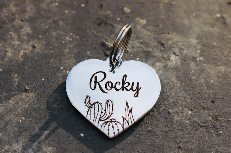 Personalized dog tag heart shape/ Dog name tag/ Pet ID tag Custom dog tag Cat ID tag Cat name tag /Gift for dog, cat. image 4