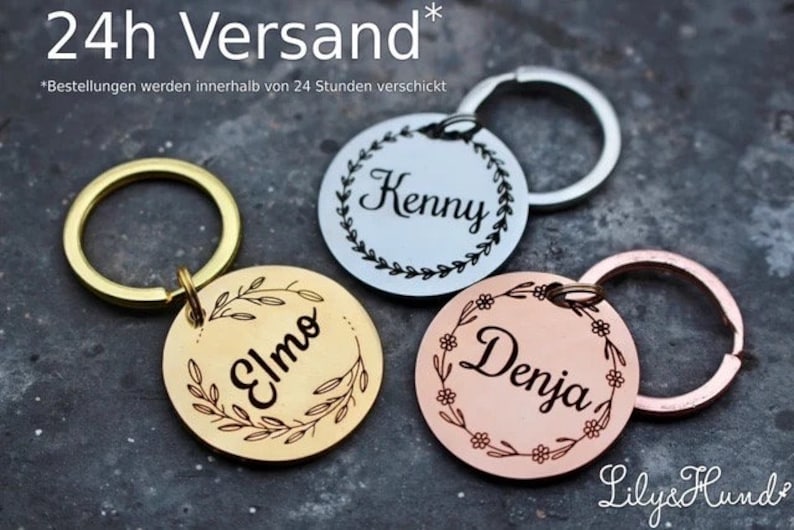 Engraved dog tag Dog tags for dogs Personalized dog tag Dog name tag Pet ID tag Custom dog tag Cat ID tag Gift for dog/ Hundemarke image 1