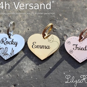 Personalized dog tag heart shape/ Dog name tag/ Pet ID tag Custom dog tag Cat ID tag Cat name tag /Gift for dog, cat. image 1