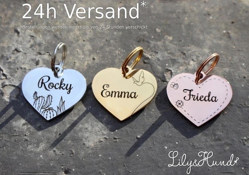 Personalized dog tag heart shape/ Dog name tag/ Pet ID tag Custom dog tag Cat ID tag Cat name tag /Gift for dog, cat. image 1