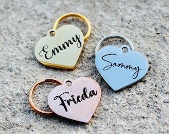 Personalized dog tag heart shape/ Dog name tag/ Pet ID tag Custom dog tag Cat ID tag Cat name tag /Gift for dog, cat.