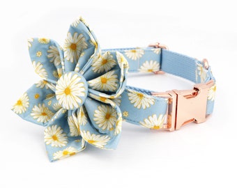 Personalized Dog Collar with flower and Leash Set/ Free Engraving Name and phone number on buckle for small medium big dog cat