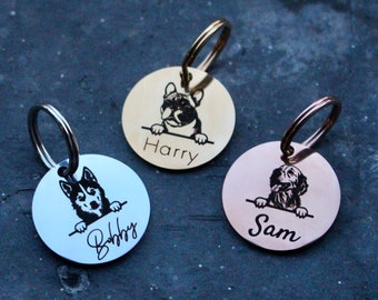 Gravierte Hundemarke Hundeanhänger für Hunde Personalisiertes Hundenamenschild Hund Haustier ID Tag Hund ID Tag Katze Geschenk für Hunde