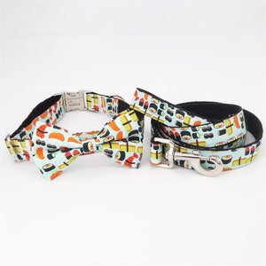 Sushi-Fan Design, personalisiertes Hundehalsband und Leinenset mit Fliege, kostenlose Gravur Name und Telefonnummer für Hunde/Katzen Bild 1