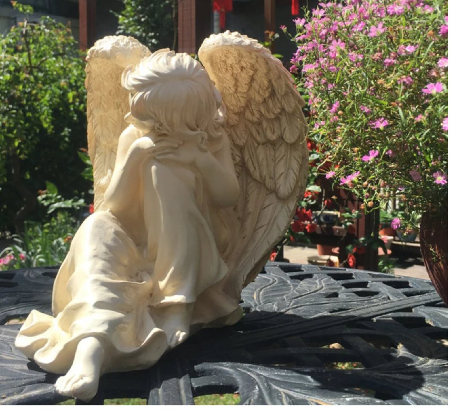 Outdoor Happiness Angel Ornament Resin Angel Sculpture Garden Etsy