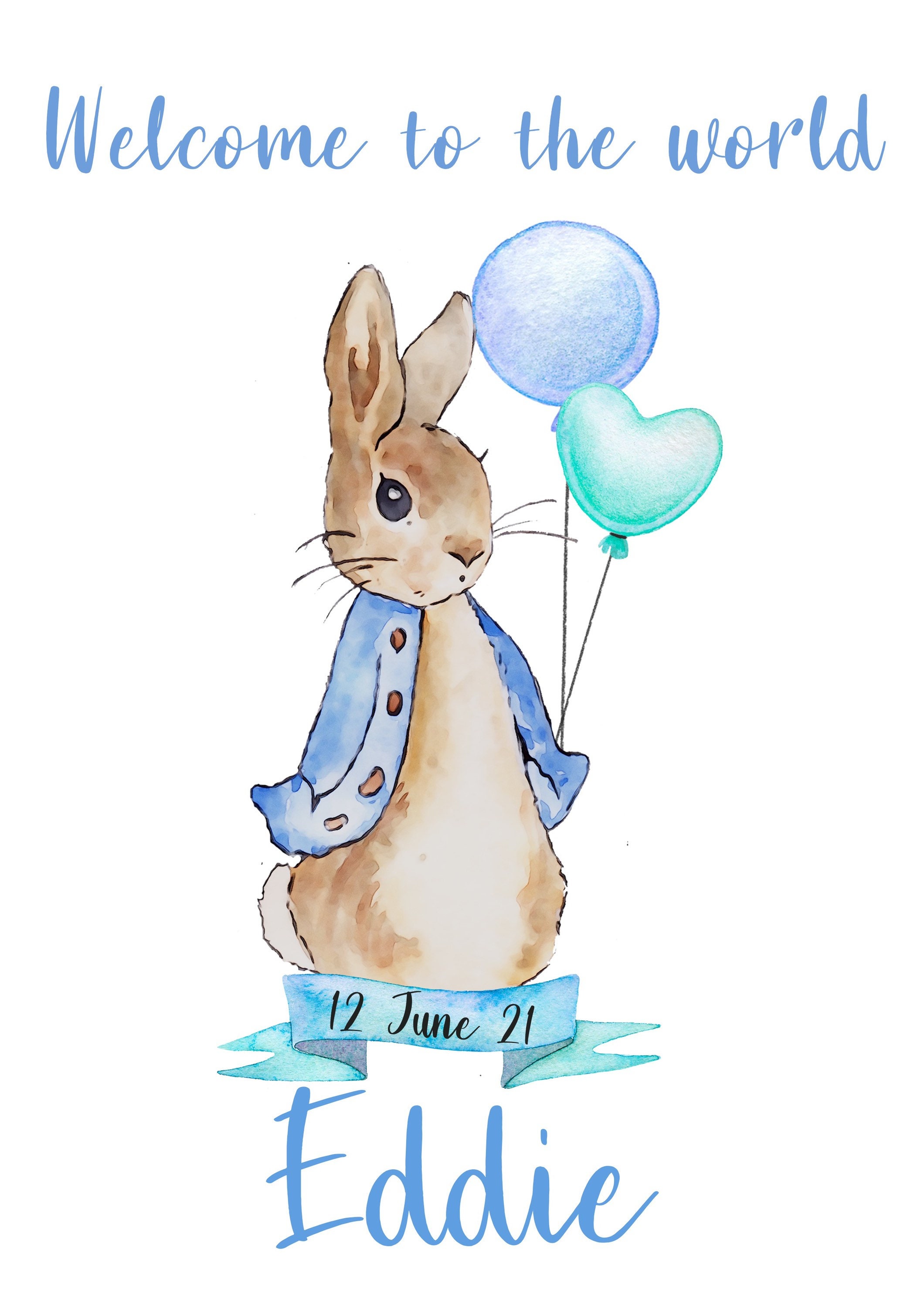 Personalised Peter Rabbit New Baby Card. Personalised Etsy UK