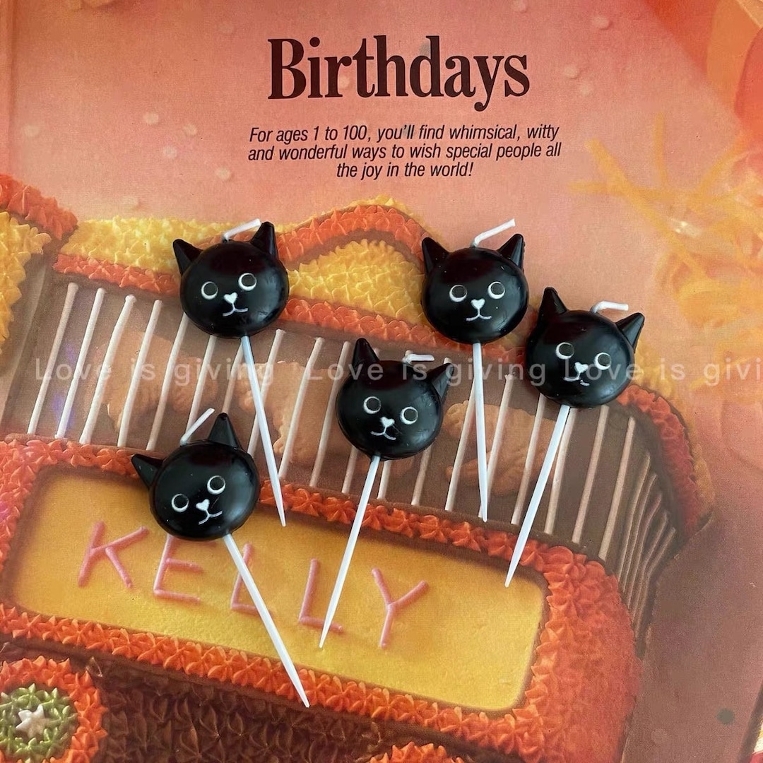 Vela de pastel de cumpleaños de mascota de gato negro - Etsy España