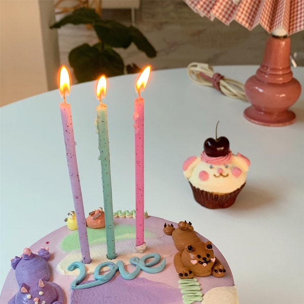 Glittering Cake Candle| Shiny Cake Candle| Macaroon Color Cake Candle| Candle with Glitter