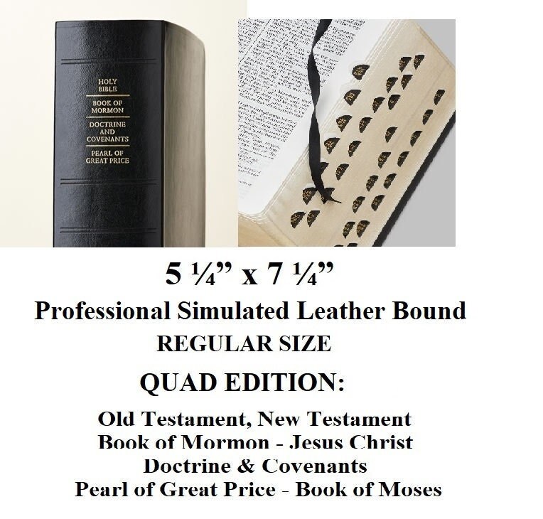 Polar Checkers LDS Scriptures  Leather Book of Mormon, Custom Name, Ribbon  Qty & Color
