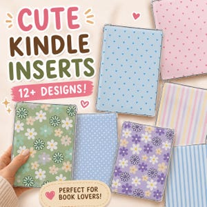 Cute Kindle Inserts - Kindle Case Decoration for Kindle Colorsoft, Paperwhite and Kindle Basic. Multiple Patterns Available