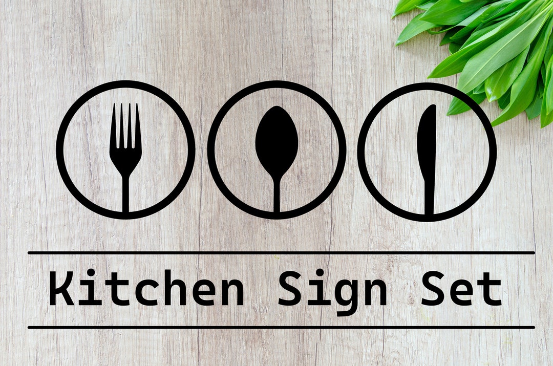Sign Remove Utensils Kitchen Utensil Sign Set: Fork, Knife, Spoon - SVG, DXF, DWG Files ...