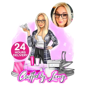 Custom Cartoon Logo Portrait: Crafting, Tumbler Maker, Crafter, Business Avatar (Digital PNG & JPEG Files)