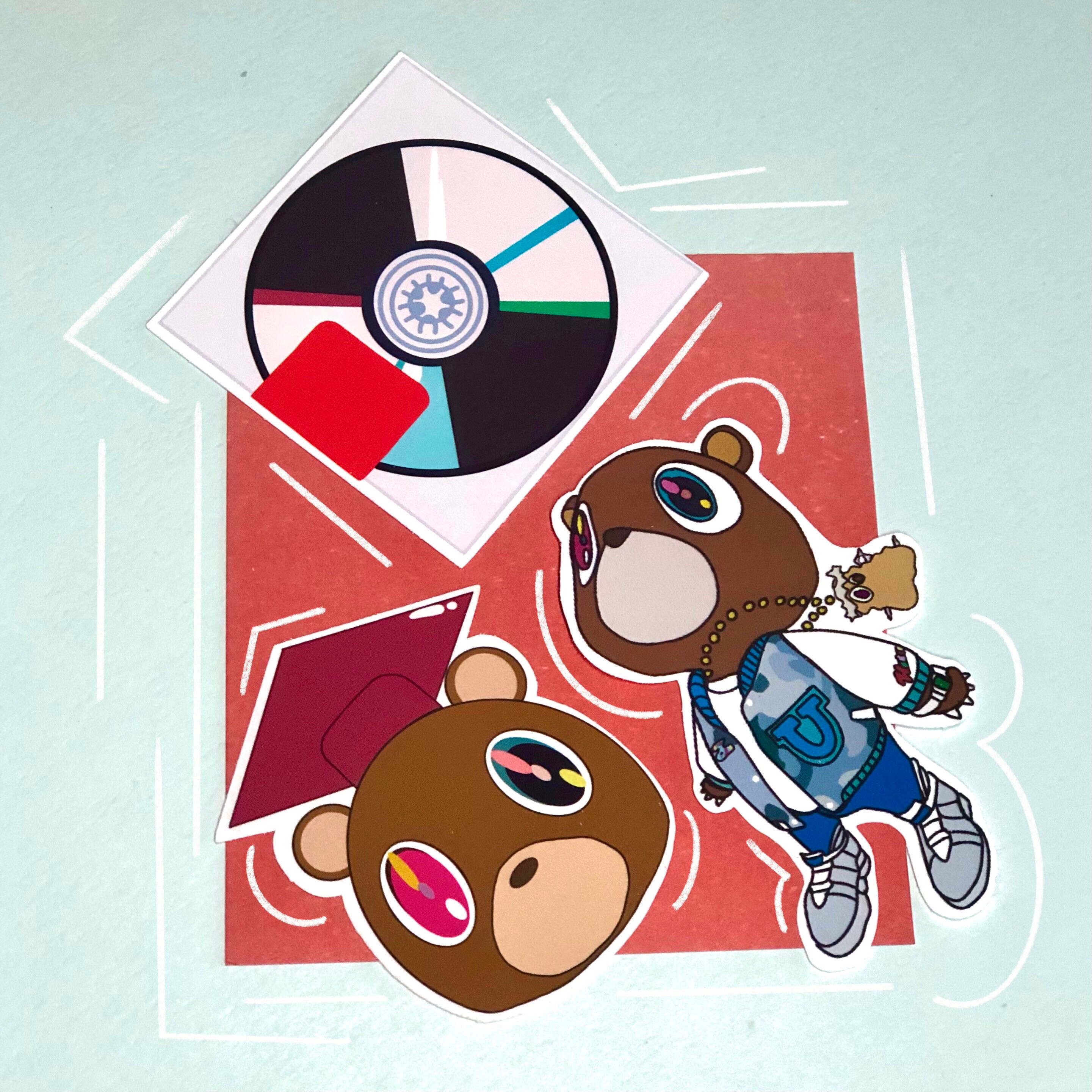 Kanye West Sticker Bundle Three Stickers Dropout Bear Etsy