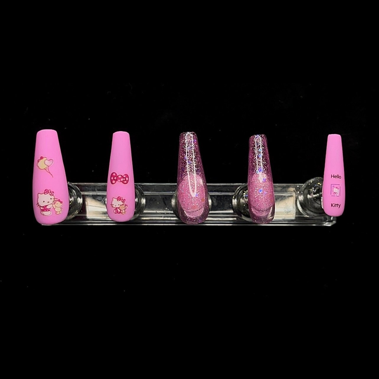 Hello kitty press on nails long coffin/nail size xs Etsy