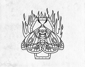Motten und Sarg transparent PNG Datei - DTG T-Shirt Design - Sublimationsdruck - Digitaler Download - vorgefertigte T-Shirt Grafik - Tattoo