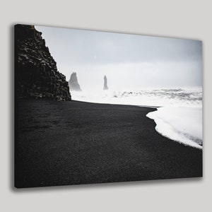 Iceland Vik Beach | Canvas Print | Black And White | Wall Art | Home Décor