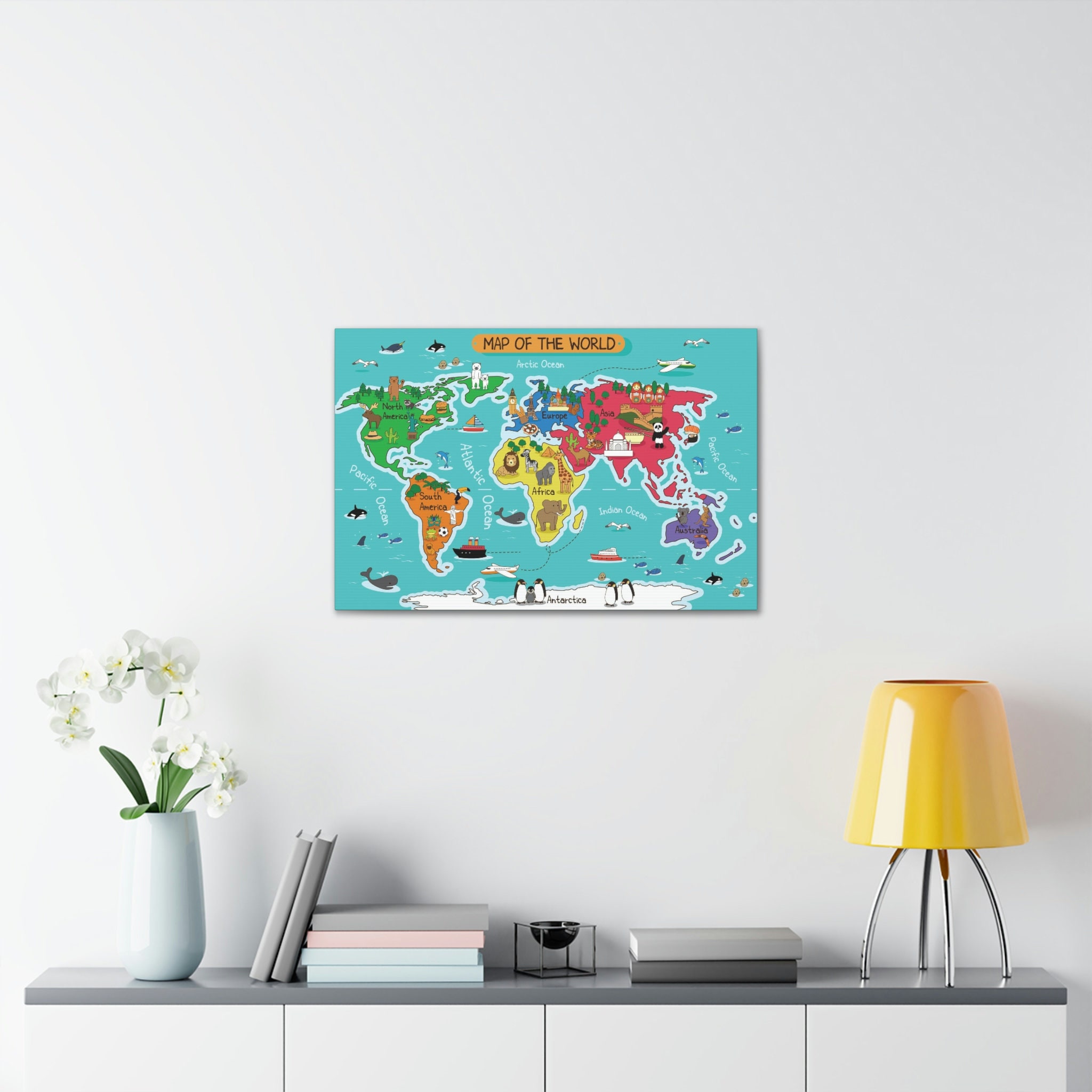 Kids World Map Canvas Kids Room Wall Art Etsy kids-world-map-canvas-kids-room-wall-art-etsy