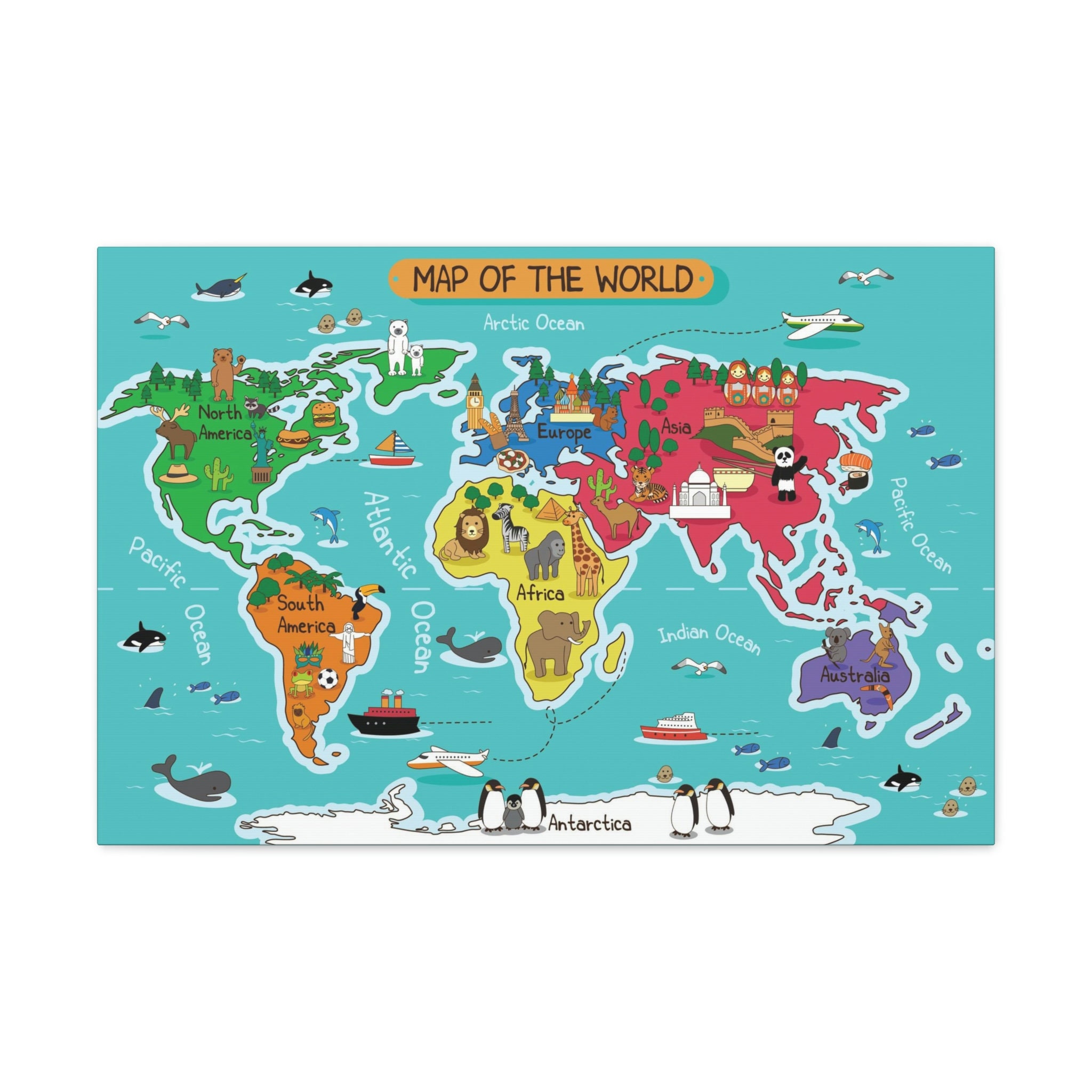 World Map Canvas Kids Room World Map Canvas Kids Room