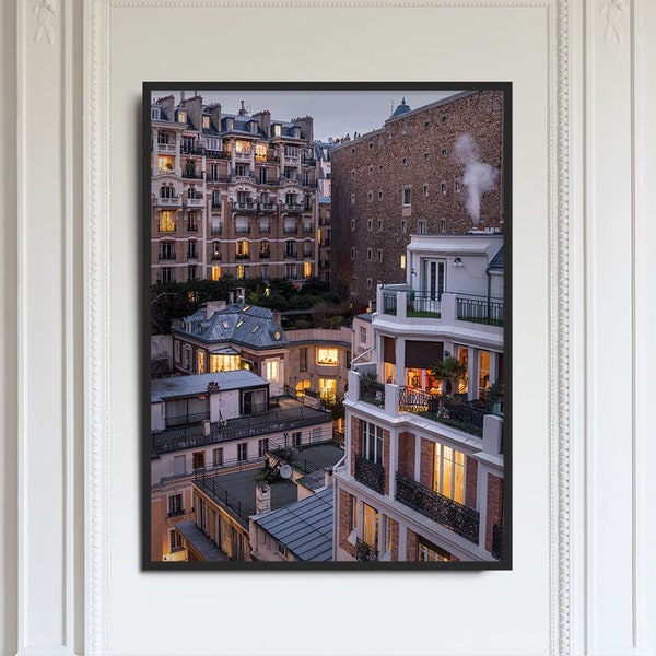 Fine Art Print - Photo des toits de Paris, quartier de Passy à l'heure bleue - Tirage d'Art Edition limitée