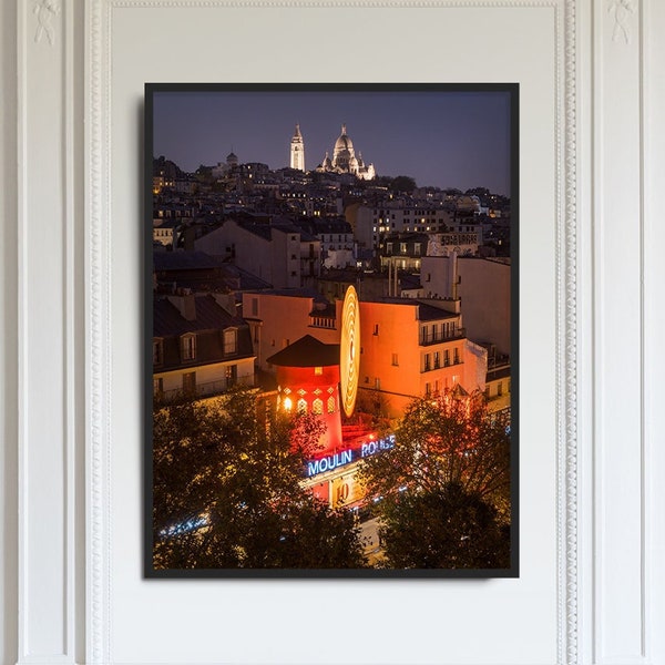 Fine Art Print - Photo des toits de Paris, Moulin Rouge et Sacré-Cœur - Tirage d'Art Edition limitée