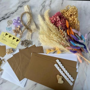 DIY Kartenbastelset mit Trockenblumen 5 Karten