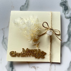 Weihnachtskarte beige Trockenblumenkarte Klappkarte Trockenblumen Grußkarte Geschenk