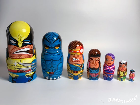 X men Blue Team Nesting Dolls Etsy UK