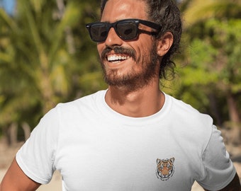 Embroidered Tiger T-Shirt | Minimalist Animal Design, Unisex