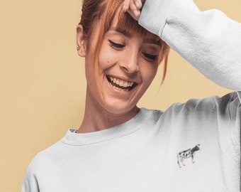 Embroidered Cow Sweatshirt | Unisex Farm Animal Jumper