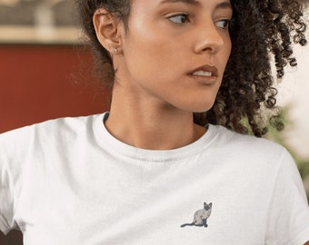 Embroidered Siamese Cat Shirt | Minimalist Pet Lover Tee