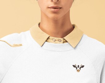 Embroidered Cow Sweater | Unisex Vegan Animal Shirt