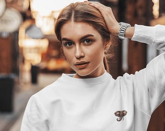 Embroidered Elephant Sweater | Unisex Cotton-Blend Pullover