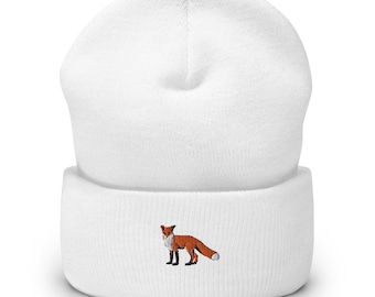 Embroidered Fox Beanie | Unisex Acrylic Winter Hat